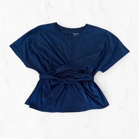 Banana Republic Short Sleeve Supima Wrap Tee Navy L - Picture 2 of 7